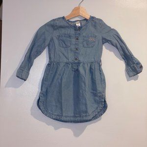 Carter's Toddler Girls Long Sleeve Denim Dress Size 4 Blue Cotton Breathable